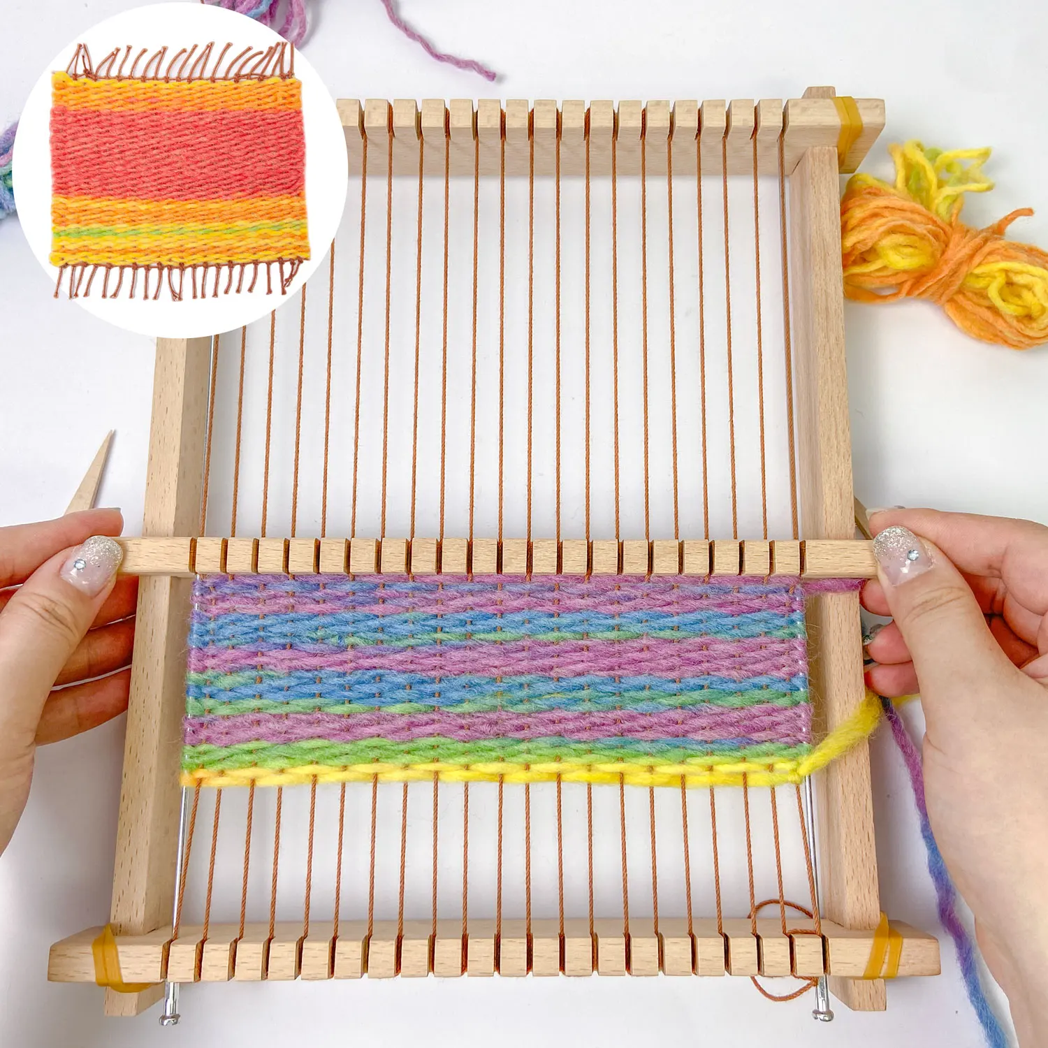 Webstuhl-Set aus Buchenholz – Wandteppichmacher mit Stahlstab und starrem Heddle | Professioneller Webstuhl für Anfänger