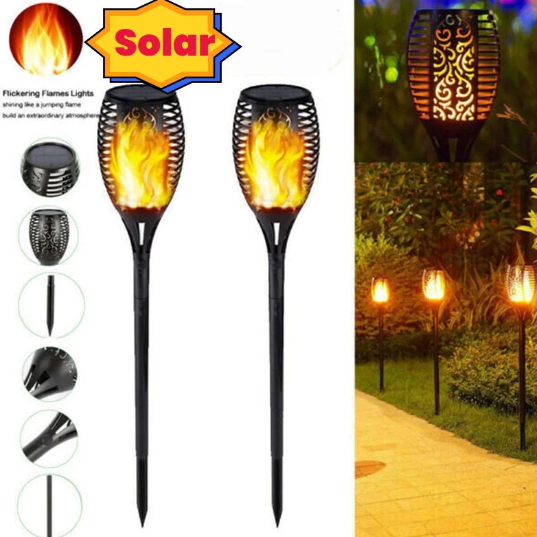 

Solar Flame Effect Light 12 LED Waterproof Garden Lamp with Flickering Bulb IP65 Outdoor Pathway Lighting for Yard/Patio