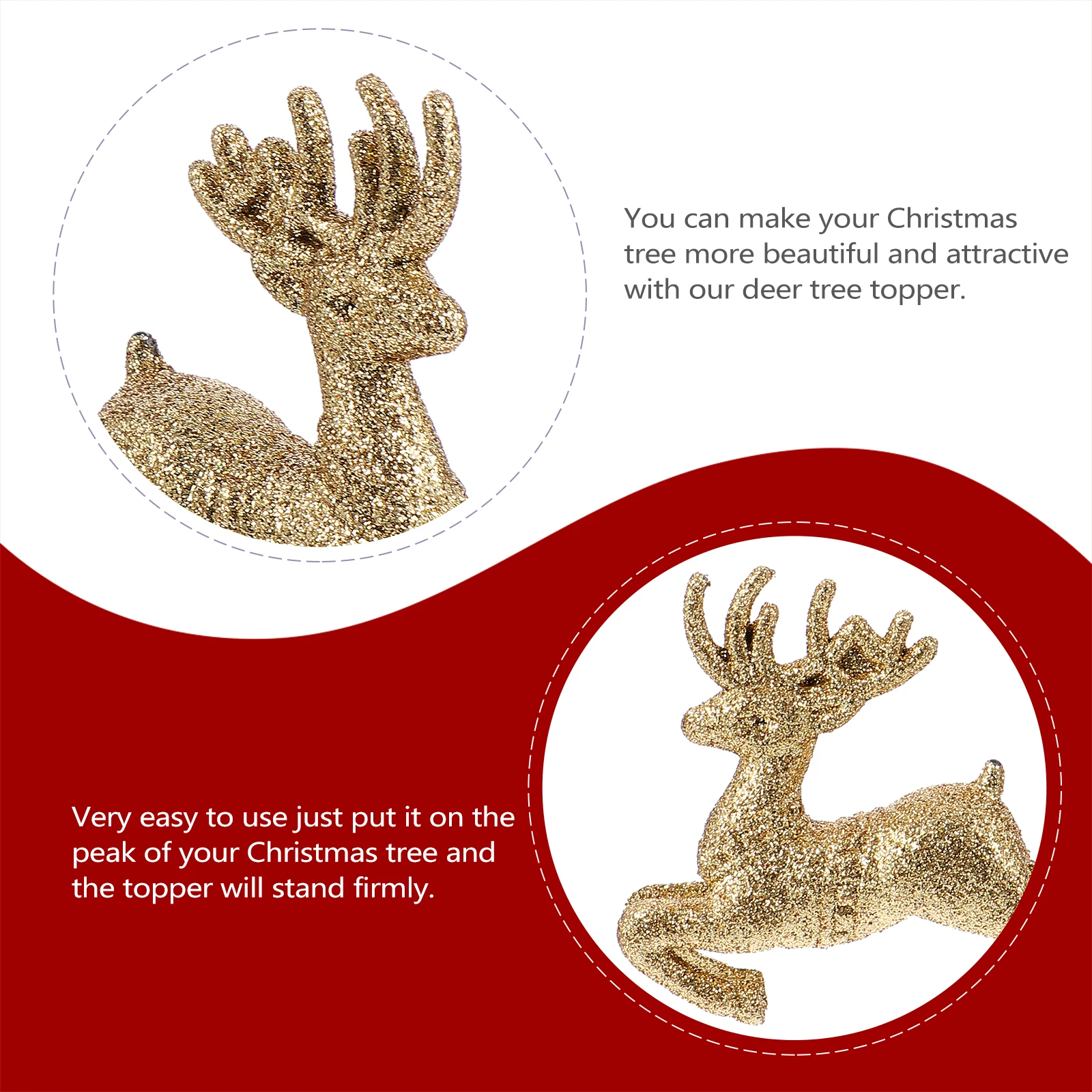 

12pcs Deer Tree Topper Christmas Ornament Festive Decor Party Holiday Adornment Xmas Treetop Decoration Tree Decorations