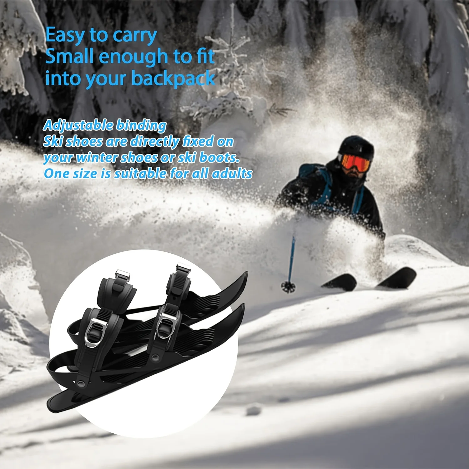 Temperature Resistant Mini Ski Skates Adjustable Dual Board Snow Sliding Shoes Portable Boots For Mountain Outdoor Winter Sports