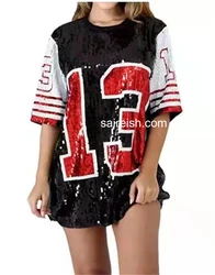 Saireish Sorority Number 13 Sequin Alibaba Shirt Casual Dresses Sexy