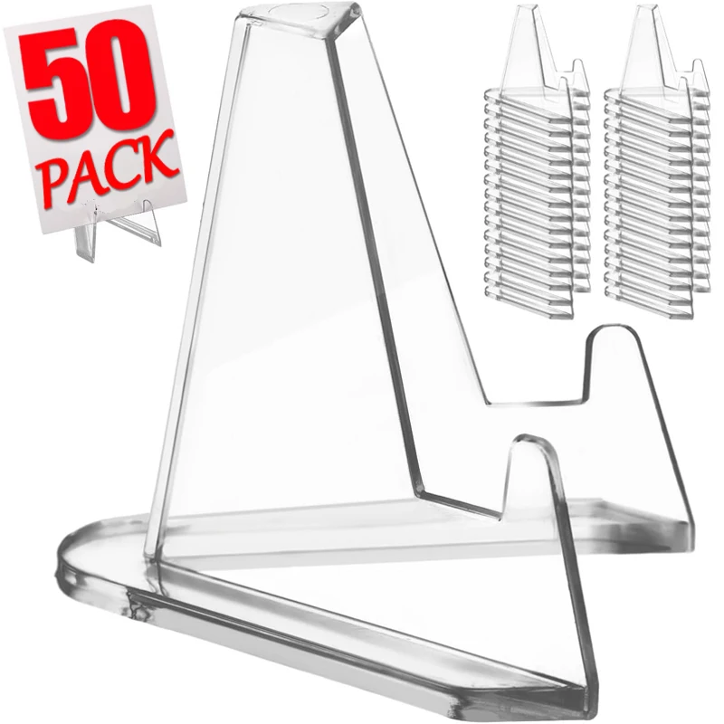 

50-1Pcs Acrylic Display Stand Transparent Triangle Commemorative Coin Watch Card Holder Display Rack For Exhibitions Home Decor