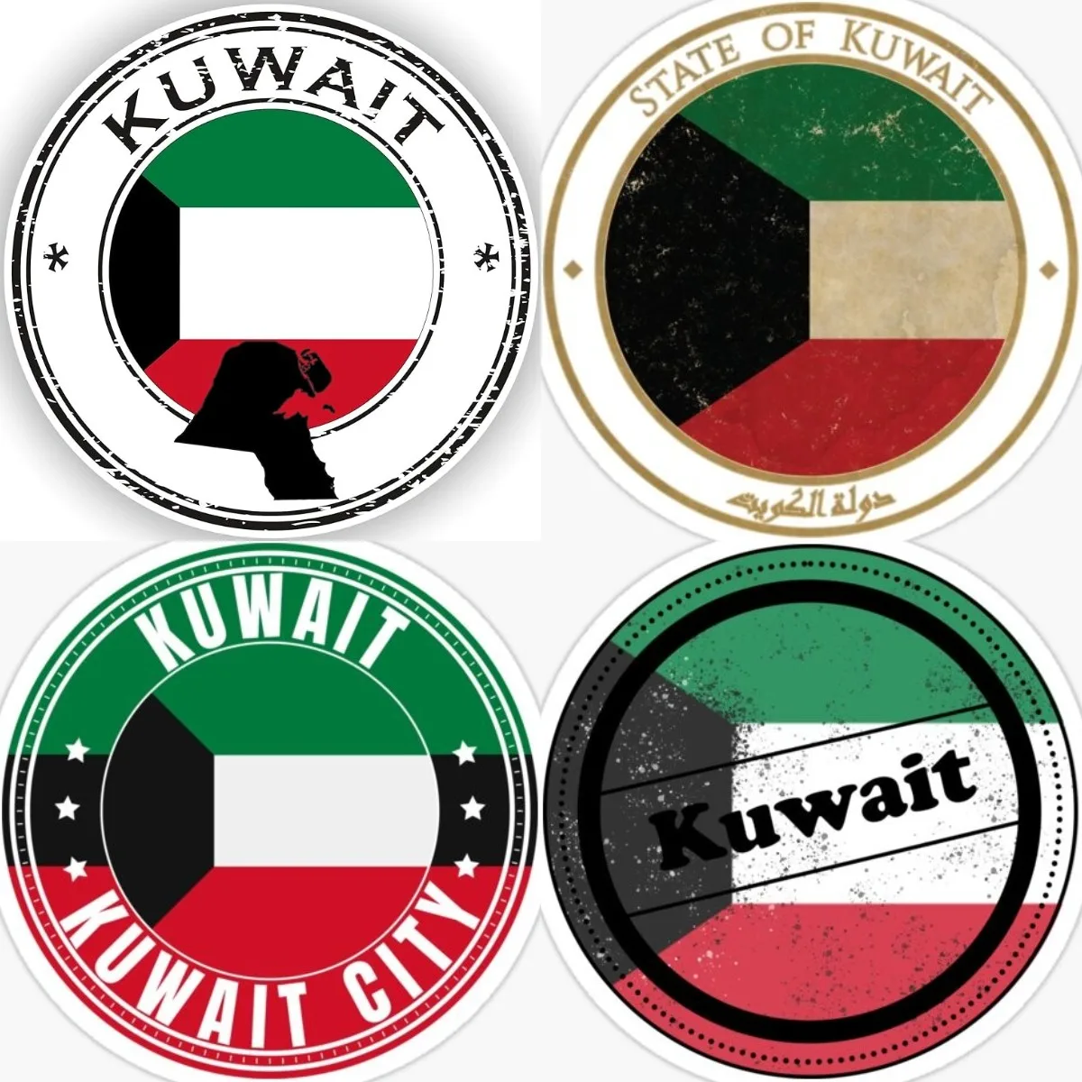 Kuwait Round Vinyl Waterproof Stickers Car Bumper Sticker for Windows, Cars, Trucks, Tool Boxes, laptops, MacBook Car Styling