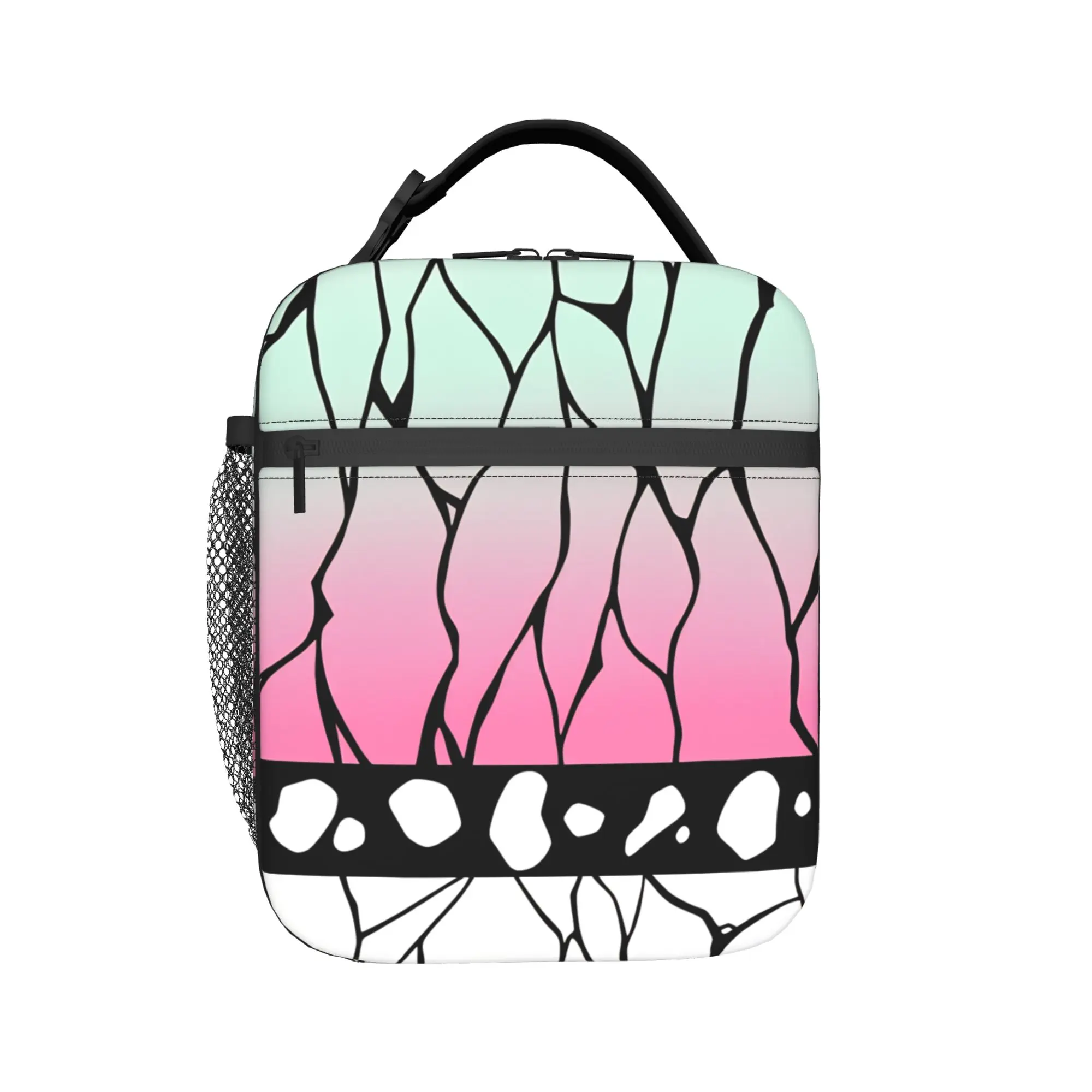 Gradient Web Print Lunch Bag For Child  School Print Lunch Box Vintage Oxford Thermal Tote Handbags