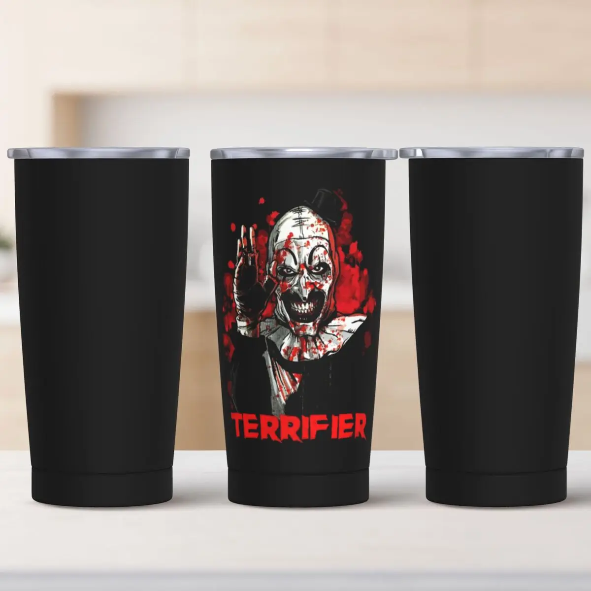 Stainless Steel Tumbler Halloween Terrifier Horror Movie Thermal Cups Heat Preservation Cold Drink Car Mugs Driving Water Bottle