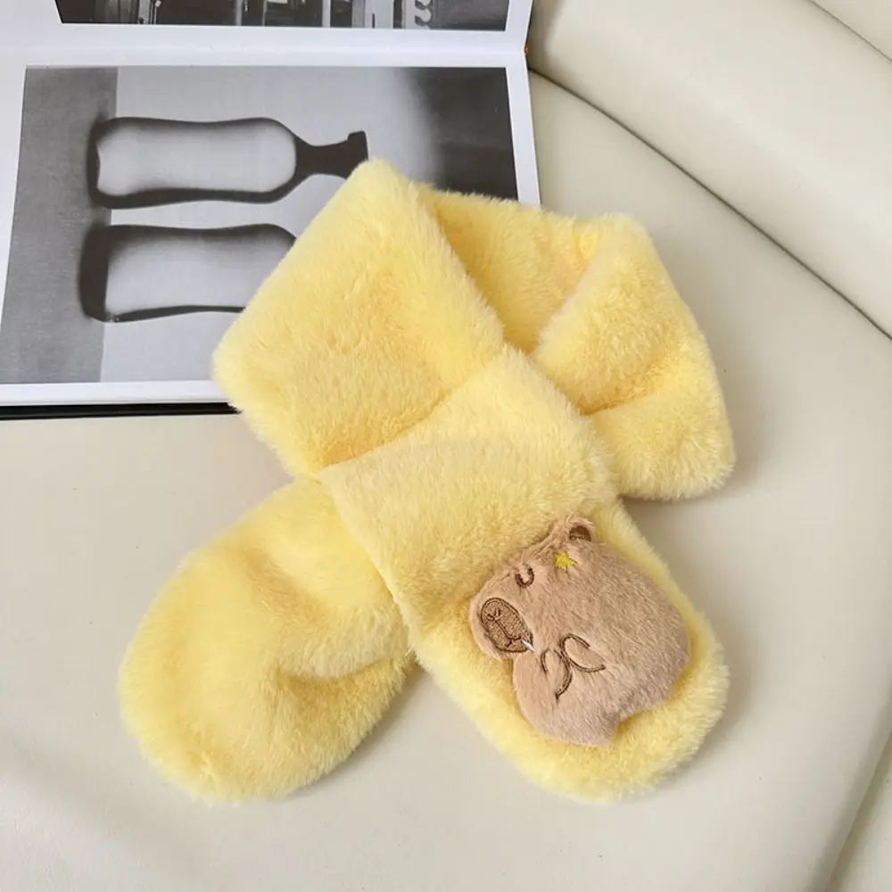 Écharpe en peluche Kapibala Kawaii pour fille, cache-cou croisé, fourrure de lapin, garde au chaud épais, mouchoir de la présidence, 216.239., 2 pièces