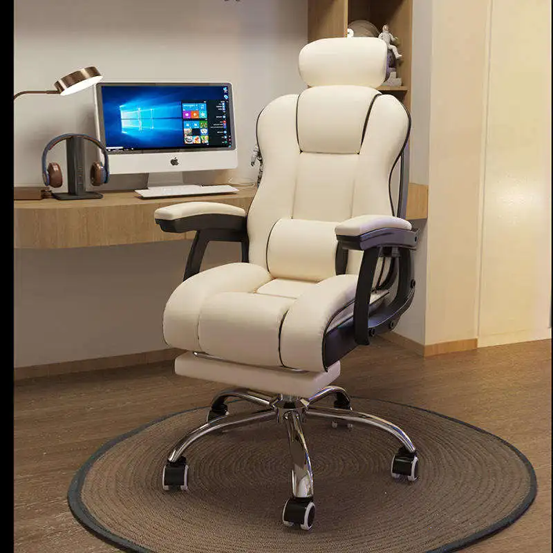 Logotipo personalizado, base de Metal resistente, silla giratoria inclinable, silla de oficina ergonómica de cuero ejecutiva con reposapiés