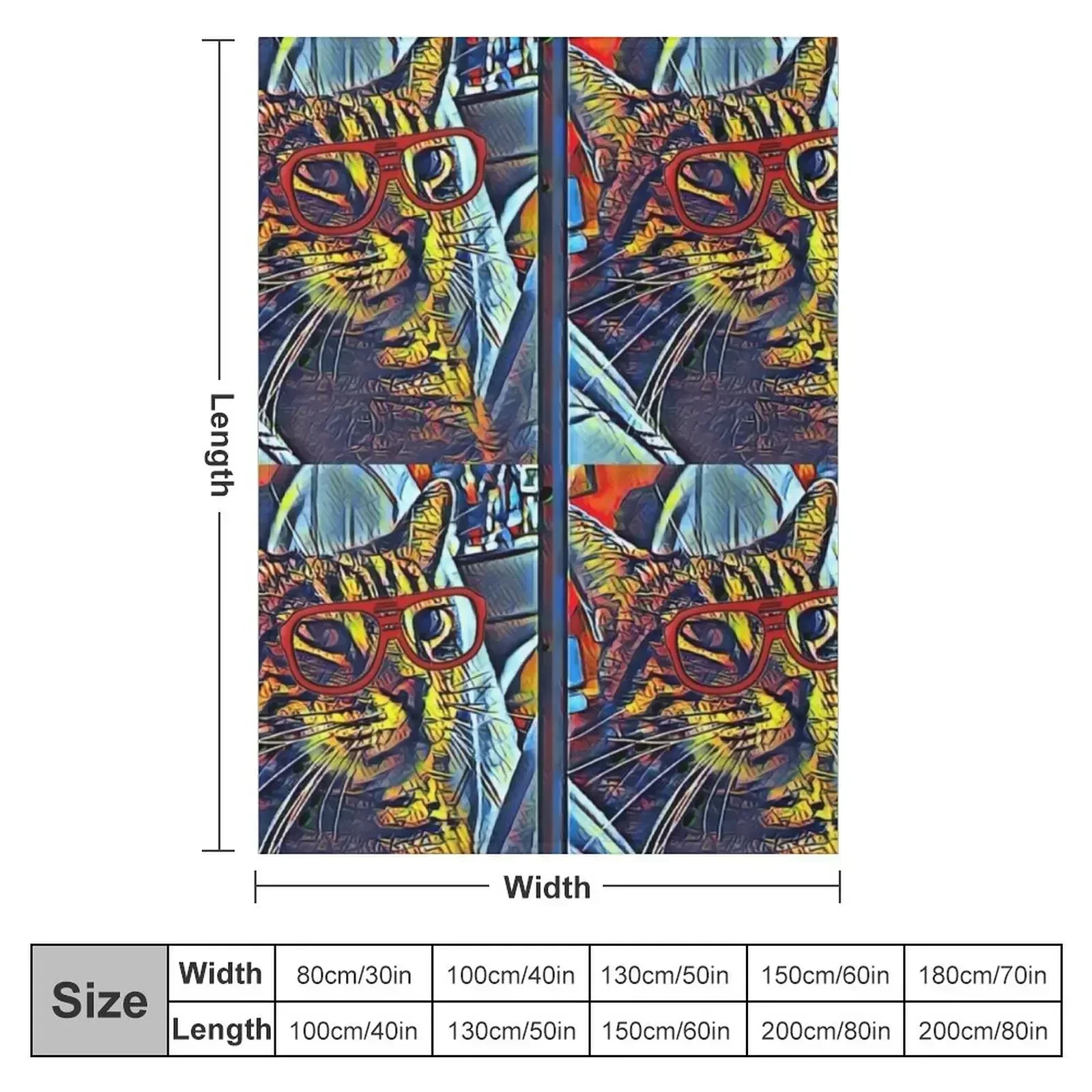 Hipster Cat Throw Blanket couch cozy soft plush fuzzy picnic outdoor blanket