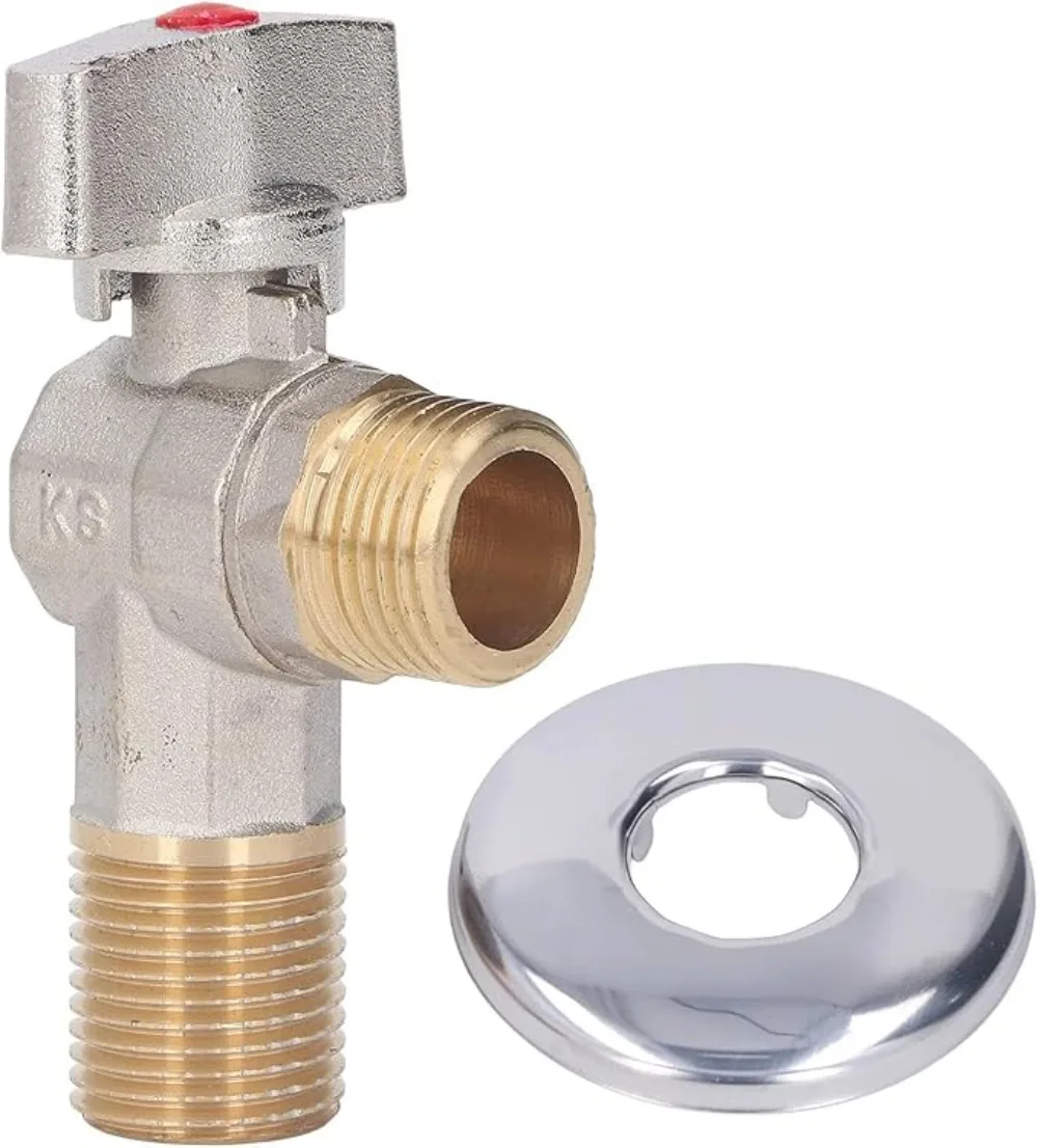 النحاس G1/2 "صمام كروي لمدخل المياه الساخنة والباردة للحمام بالوعة المطبخ المرحاض اتصال صمام التوقف منظم ضغط المياه