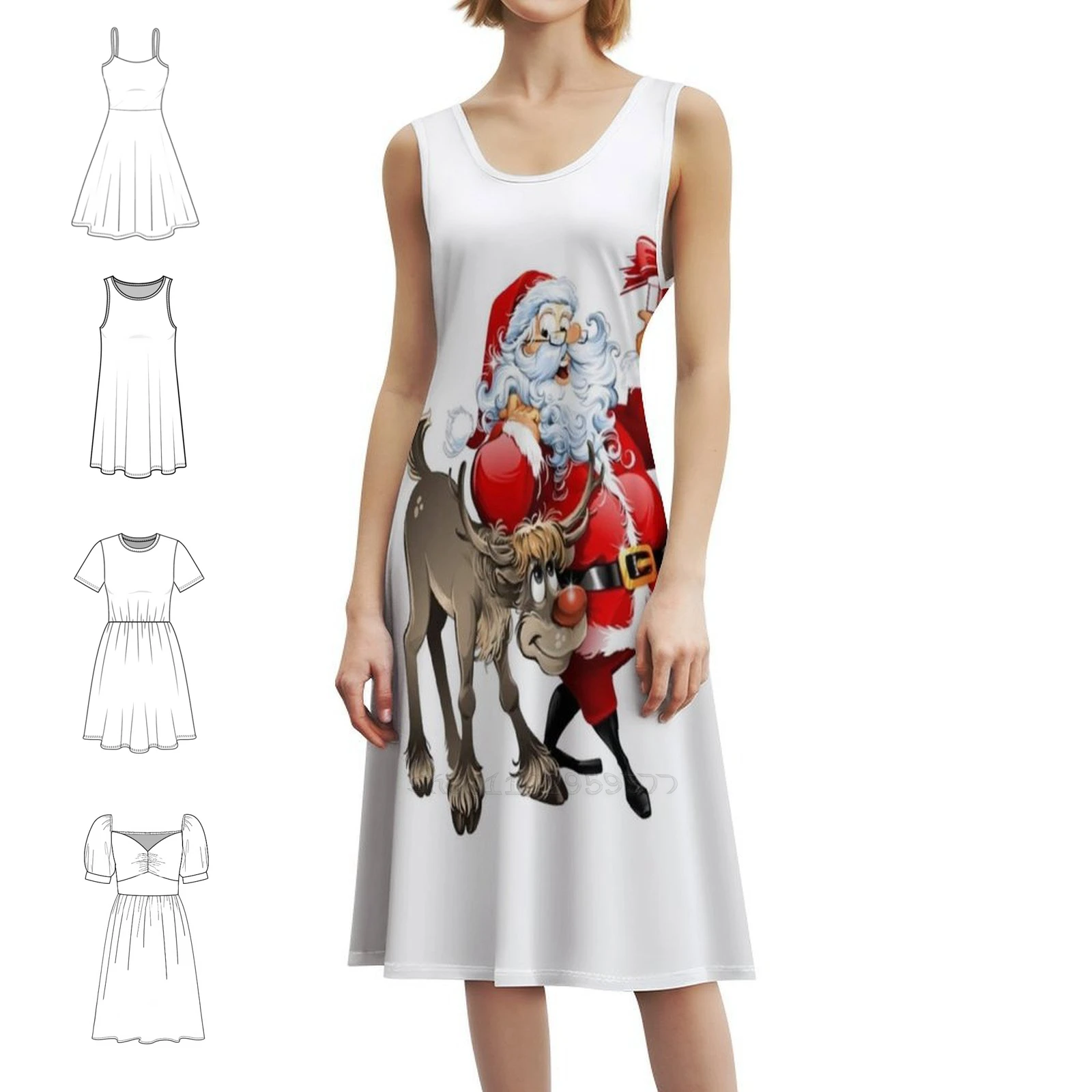 فستان حفلات نسائي من Santa And Rudolph ملابس عصرية مطبوعة للنادي للسيدات سانتا رودولف عيد الميلاد الرنة رودولف The #1