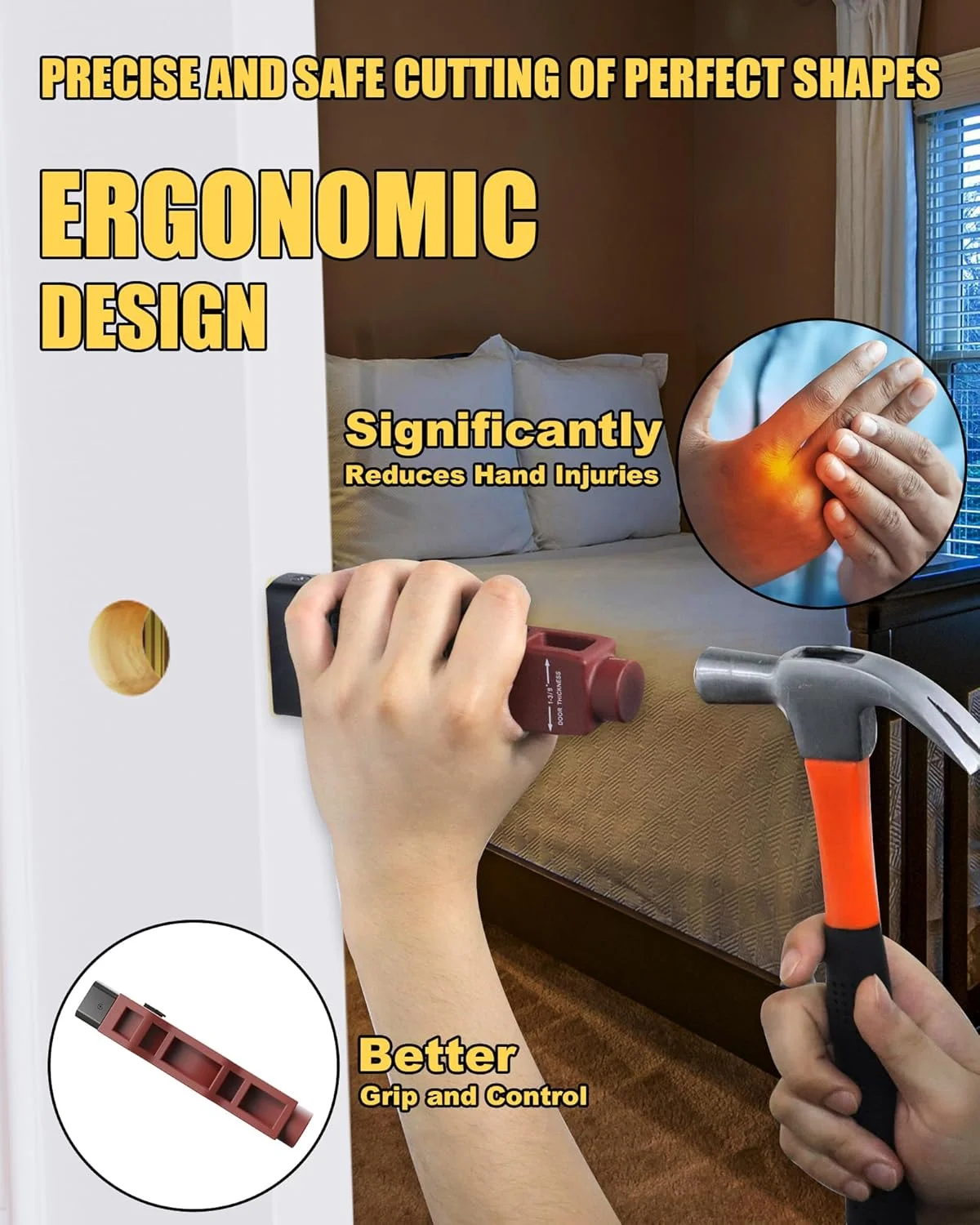 مزلاج نقر أداة مزلاج الباب مجموعة تركيب ل 1-3/8 ''أو 1-3/4'' سميكة باب خشبي مزلاج أداة تركيب المهنية