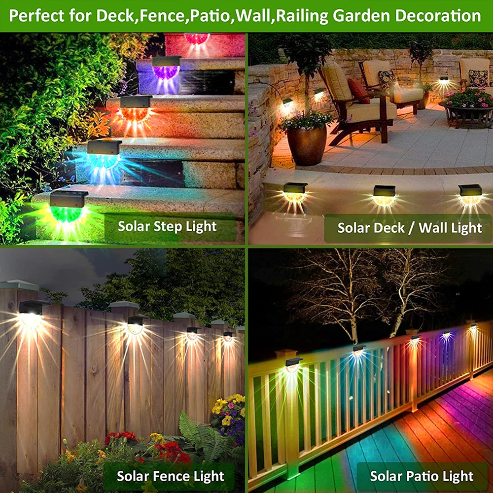Luce solare a LED per esterni griglia solare impermeabile per esterni luce bianca calda/cambia colore illuminazione per gradini da giardino terrazza da giardino