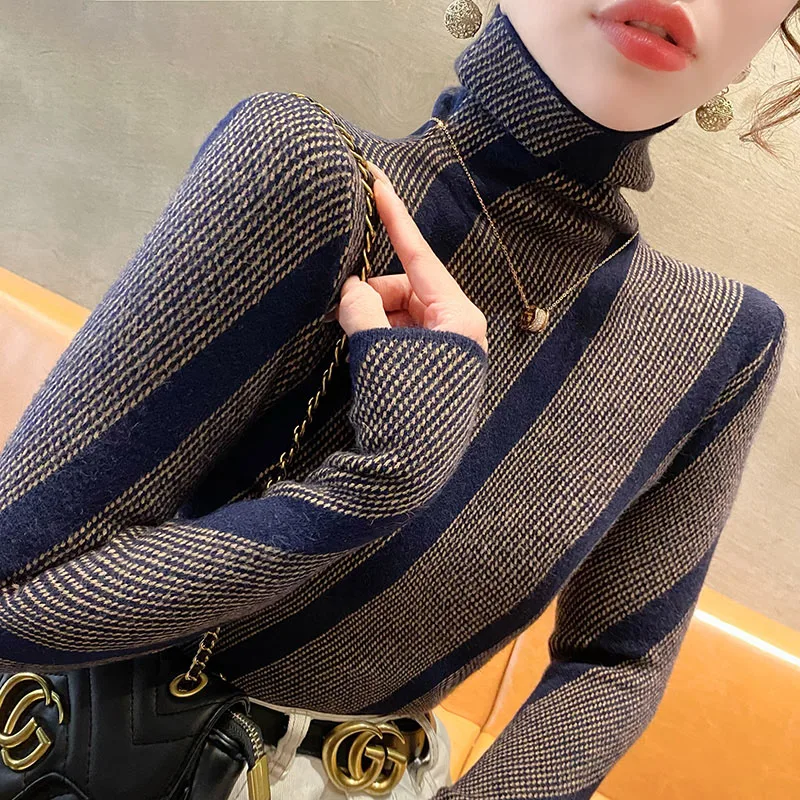 Women Early Spring Daily Casual Commuting Sweaters Vintage Fashion Slim Knitted Pullovers Simple Elasticity Top Knitwear