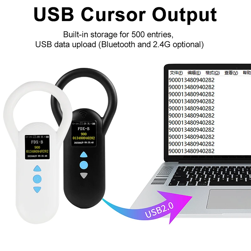 

Dual-Frequency Pet Scanner Supports 134.2Khz&125Khz OLED Display ISO11784/785 Animal Pet ID Reader Chip Transponder White, Black