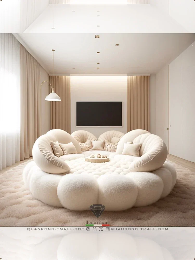 Cream Style Sofa Large round Sofa Bed