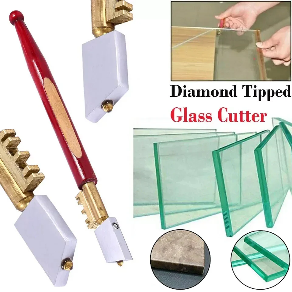 17mm Diamond Glass Cutter - Portable Heavy Duty Glass Cutting Tool with Sharp Knife for DIY Craft Professional Use