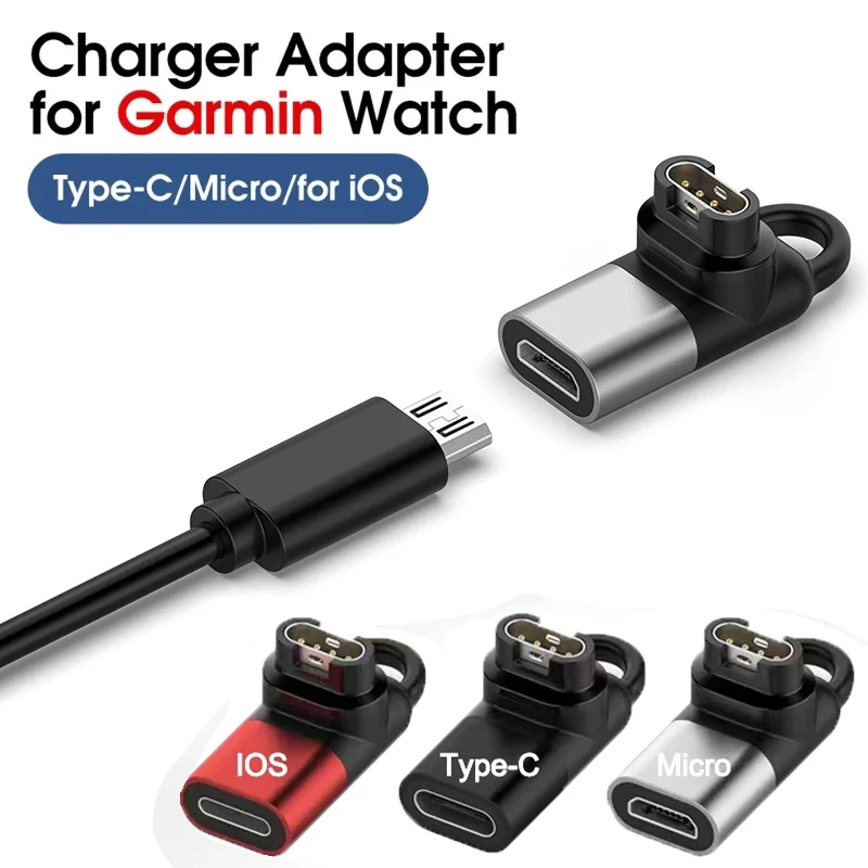 Type C/Micro USB/IOS to Charging Cable Adapter For Garmin Fenix 7 7x 6x 5 Vivoactive 4 Forerunner 955 935 Charger Converter Plug