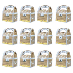 6/12pcs Pirate Treasure Treat Chest Paper Candy Gift Box Kids Halloween Party Supplies Pirate Themed Birthday Decoration