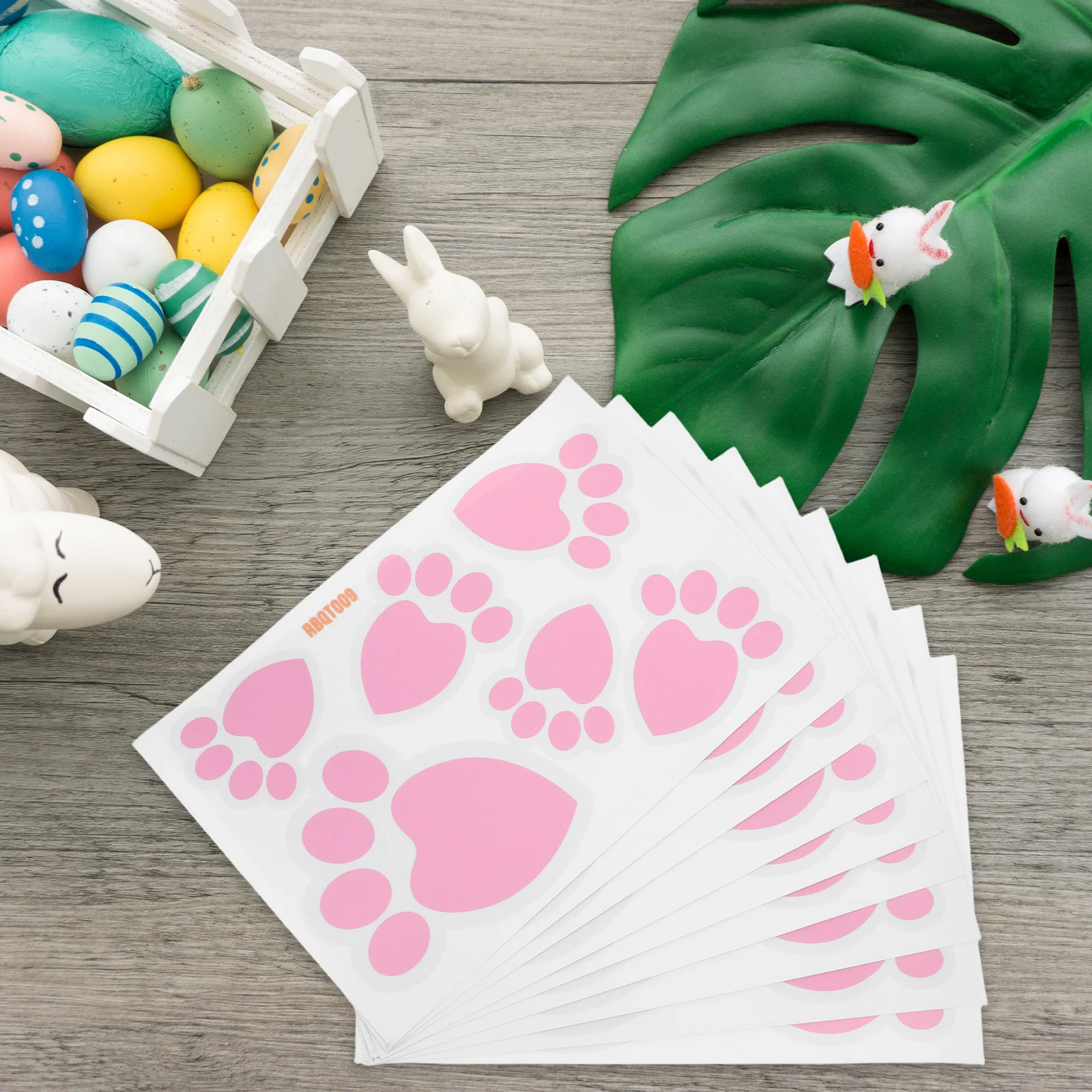 

1Set Easter Bunny Footprint Floor Stickers Cute Bunny Paw Print Decal Easy to Use for Easter Party Wall Floor Window Decoration