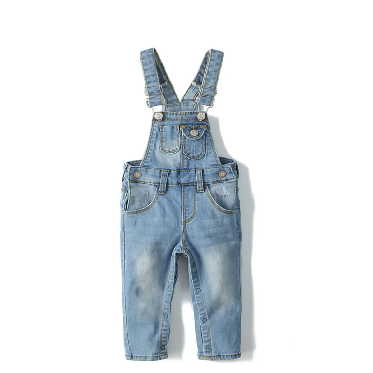 

KIDSCOOL SPACE Baby Boys Easy Diaper Changing Snap Legs Bib Pocket Patched Denim Overall Trousers Dungarees Romper Jumpsuit