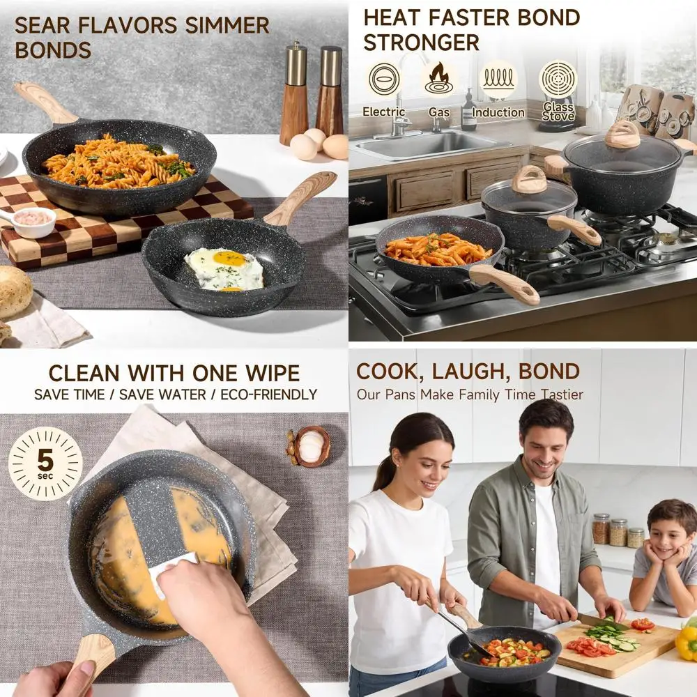 

Pots and Pans Set Non Stick 23pcs, y Kitchen Cookware Sets, Induction Cooking Set W/Gray rying Pans, Sauans, Sauté & Griddle & C