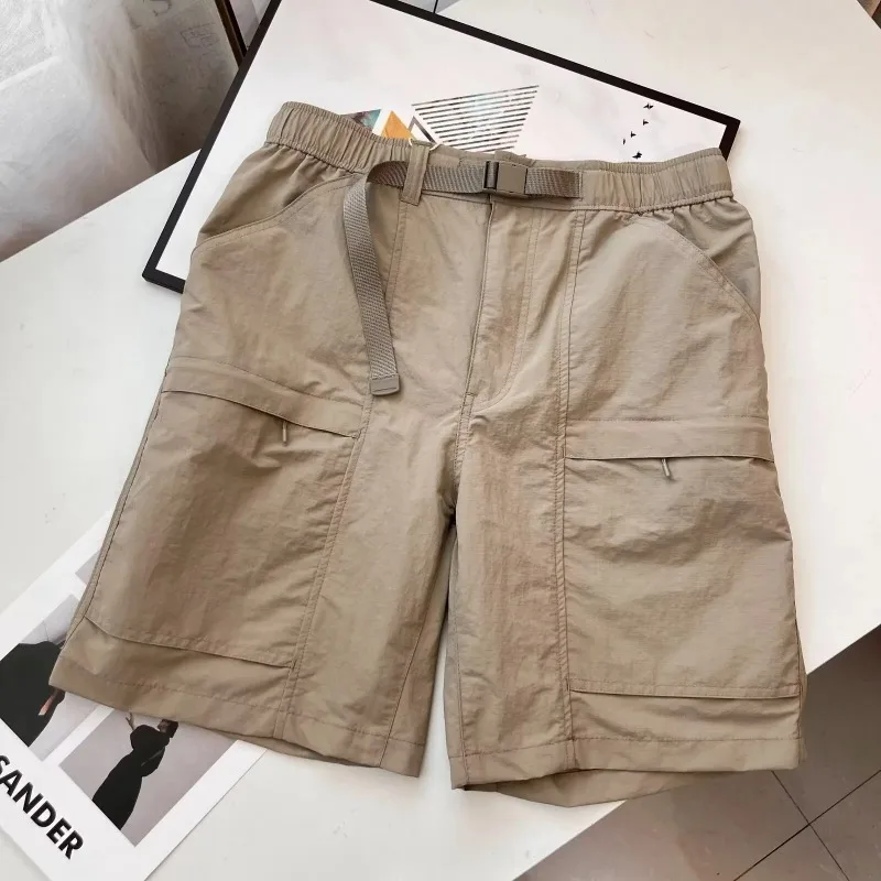 

Men's and Women Solid Cargo Shorts with Pockets Casual Belted Sporty Track Shorts Pants Retro Multi Pocket Cargo Shorts Summer