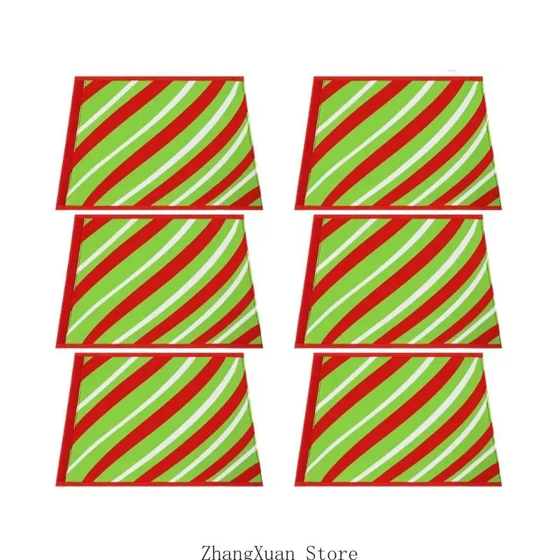 Polyester-Weihnachtsbaumrock-Basisabdeckung mit diagonalem Feiertagsmuster, sechsteilige Form für Heimbüro und Ladenauslage 3XUF – Detail 8