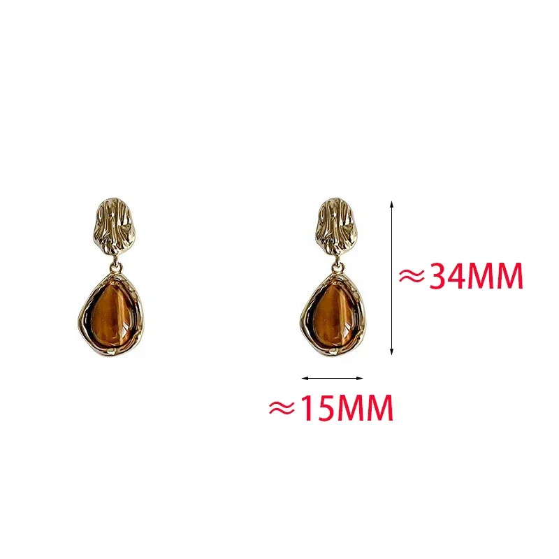 

Real 925 Sterling Silver Tiger's-eye Irregular Water Drop Stud Earring for Women Minimalist Fine Jewelry Vintage Accessories
