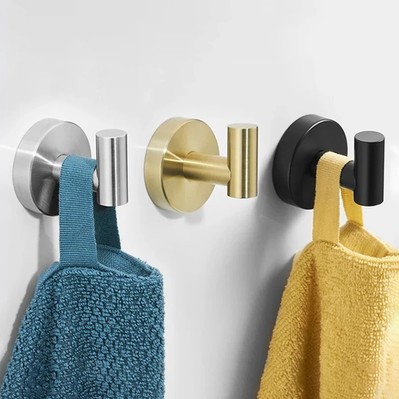 Fliger Stainless Steel Wall Hook Clothes Hook Bathroom Towel Hook Self Adhesive/ Drill Coat Hook Black Gold Bathroom Accessories