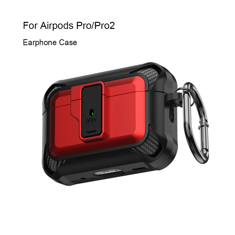 

Earphone Protective Case Suitable for Airpods Pro Pro2 Automatic Pop-up Cover with Buckle Black Red Color