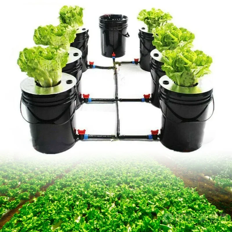 Hydroponic System Grow Kit 20 L x 7 Bucket Indoor Hydroponic Pot Hydroponic Propagation System DWC Hydroponic System Set