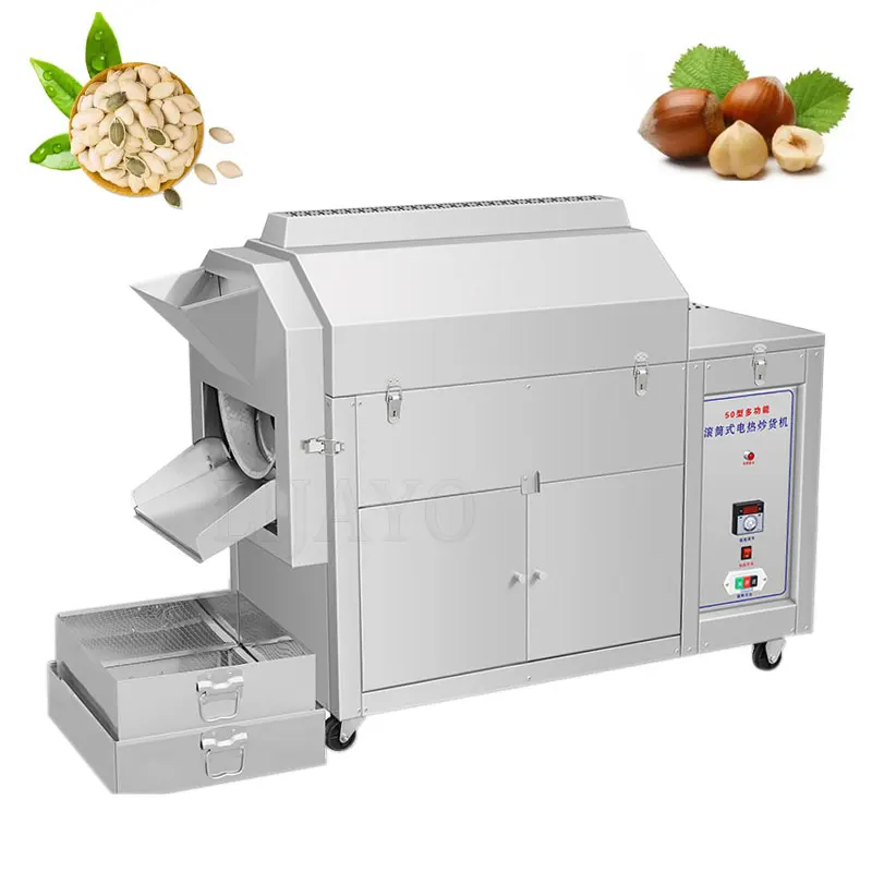 

Commercial Nut Roasting Industrial Electric Gas Dry Nuts Rotary Drum Roaster Oven Automatic Roasted Peanut Machine