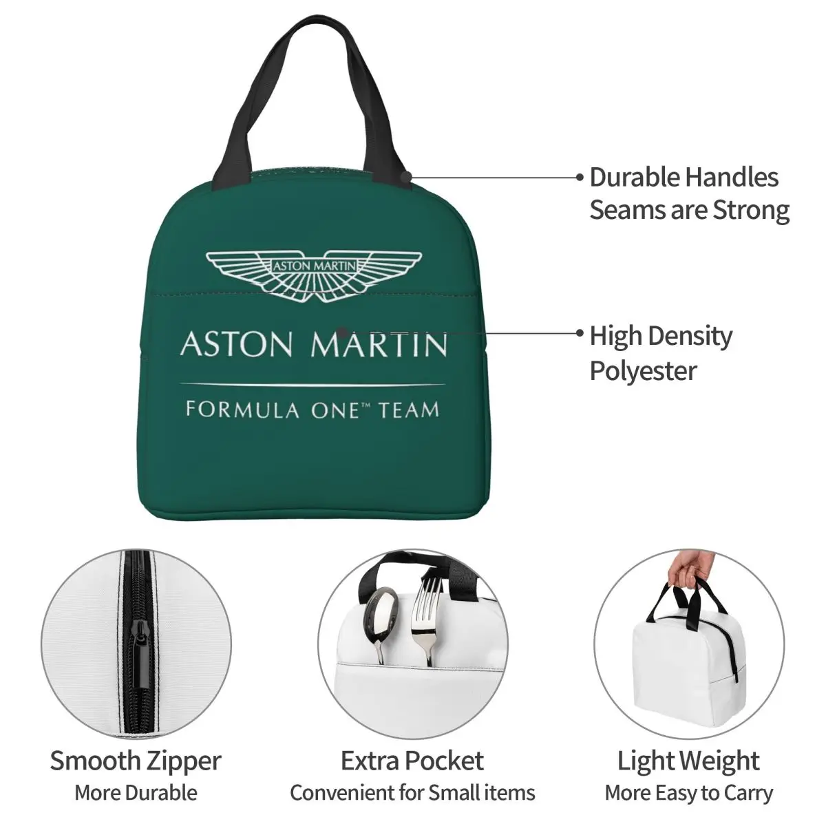 Aston Martin F1 bolsas de almuerzo caja Bento aislada bolsa de almuerzo impermeable bolsas de Picnic a prueba de fugas bolsa térmica más fresca para mujeres niños