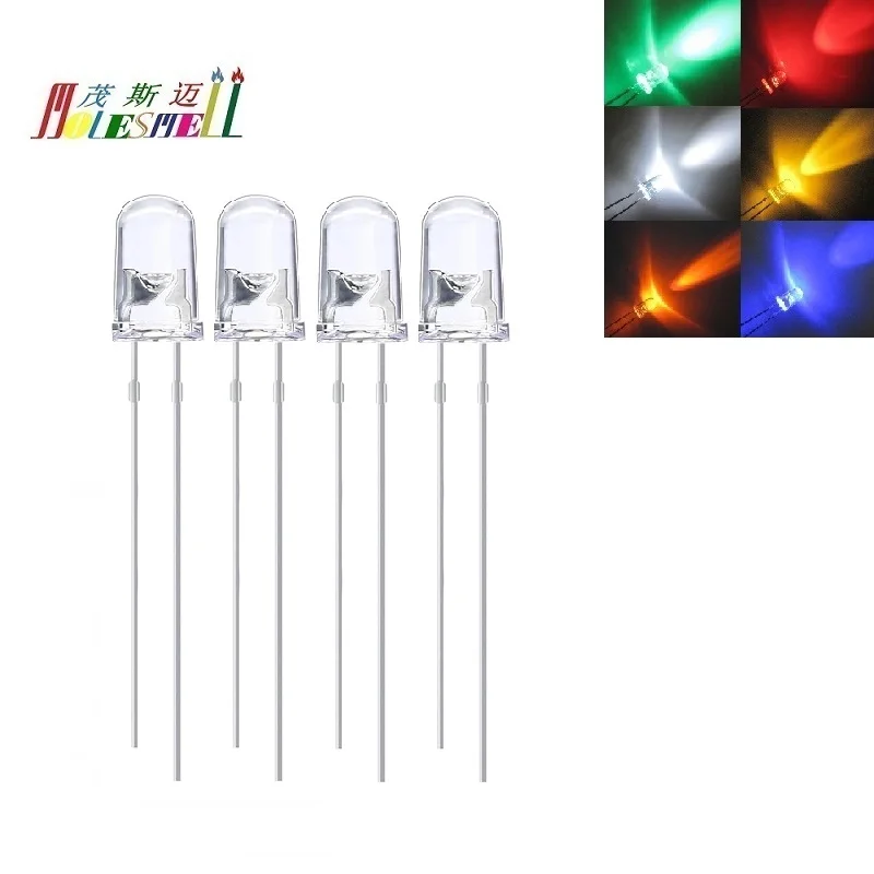 10pcs 5mm 20000mcd Round Top Red Yellow Blue Green White Orange water clear lens LED light lamp