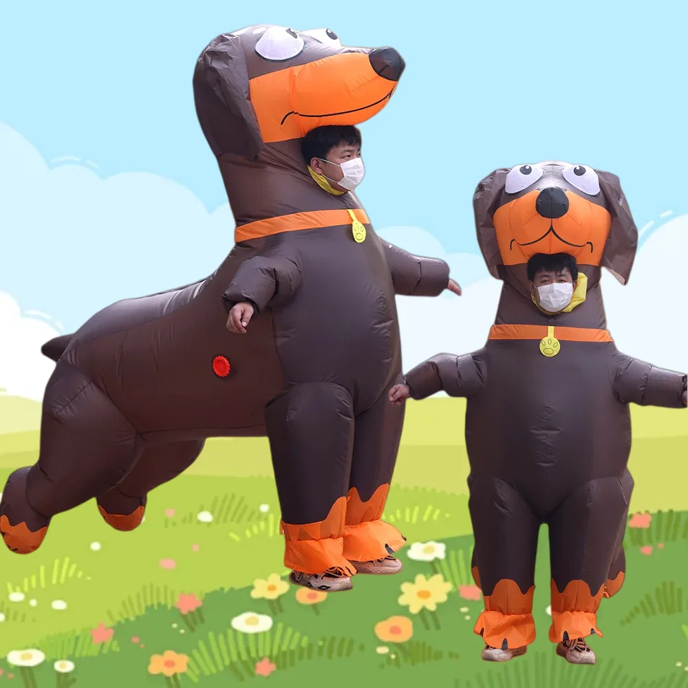 Disfraz Inflable Divertido de Perro Salchicha para Adultos, Disfraz Inflable de Perro Salchicha para Juego de Roles, Fiesta Temática de Animales, Disfraz para Festivales
