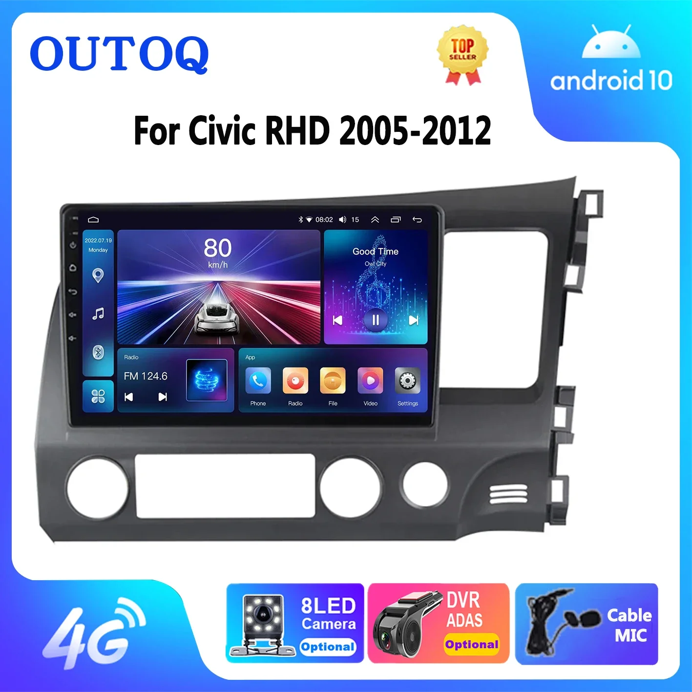 

Android Car Radio Multimedia for Honda Civic 2005-2012 RHD 8G+256G Multimedia Video Player Carplay Headunit Auto Stereo AM