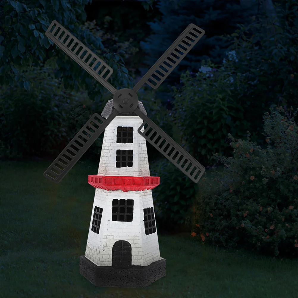 

2Pcs Solar Windmill Lighthouse Outdoor Garden Decoration Waterproof Windmill Accessories for Yard Landscape Lighting