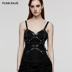 PUNK RAVE Women's Heavy Metal Punk Feel PU Leather Harness Sexy Collected Designer Waist Corset Belt Accessories