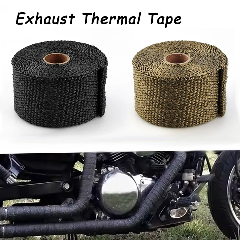 5m Roll Fiberglass Heat Shield Motorcycle Fiberglass Heat Shield Tape Exhaust Thermal Tape High temperature with Stainless Ties