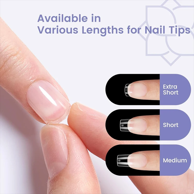 Ultrakurze quadratische Nagelspitzen, 120/240/450/600 Stück, vorgeformte Gel-Nagelspitzen, kurze quadratische Nagelspitzen, 12 Größen, transparente, vollflächige künstliche Press-On-Nägel für Nagelverlängerung, DIY, Heim-Salon, Frauen – Detail 2