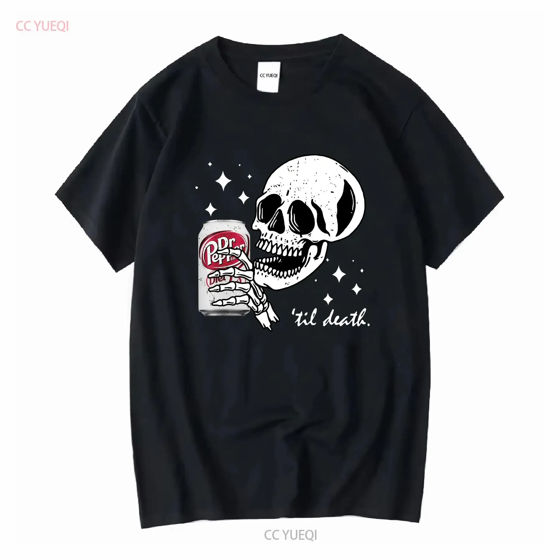 Camiseta Dr Pepper Til Death para Halloween, temporada espeluznante, con estampado gráfico vintage lavado, de manga larga o corta, estilo hombre.
