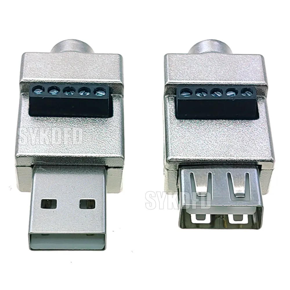Type A USB 2.0 Male Female to 4 Pin 5P Screw Connector USB2.0 to Screw Terminal DIY Quick Connect No Solder Plug Socket