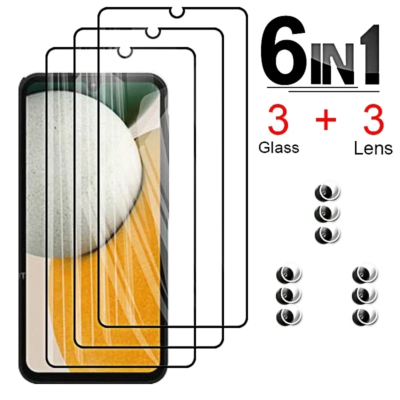 6IN1Tempered Glass for Samsung Galaxy A15 A25 4G 5G A05 A05S A14 A34 A54 5G A24 Protective Screen Protector Camera Lens Film