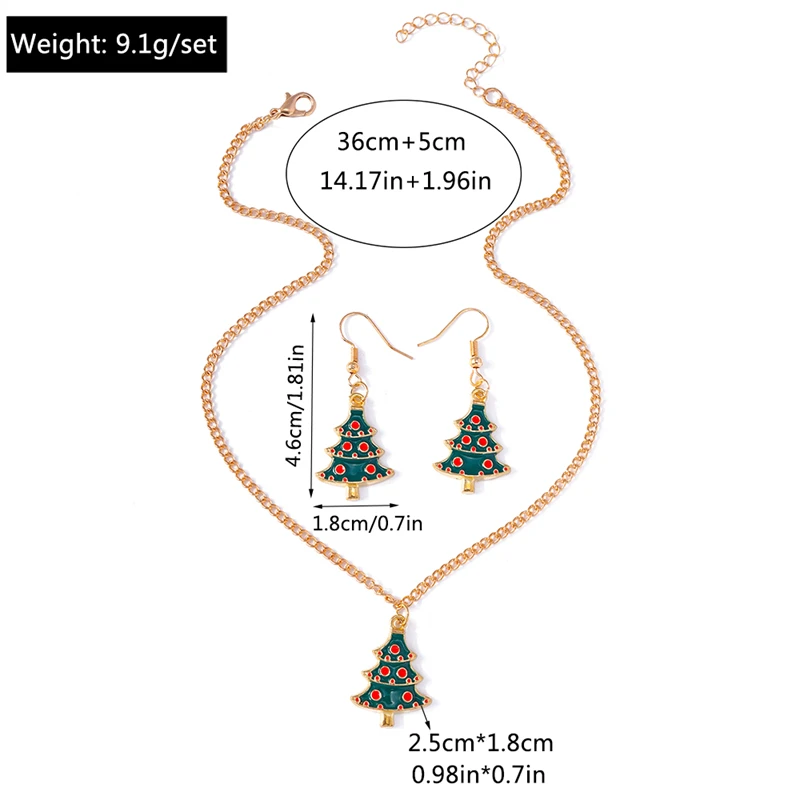 Mode Frohe Weihnachten Baum Schneemann Hirsch Baum Halskette Ohrringe Schmuck-Set für Frauen Mädchen Neujahr Festival Schmuck Geschenke – Detail 20