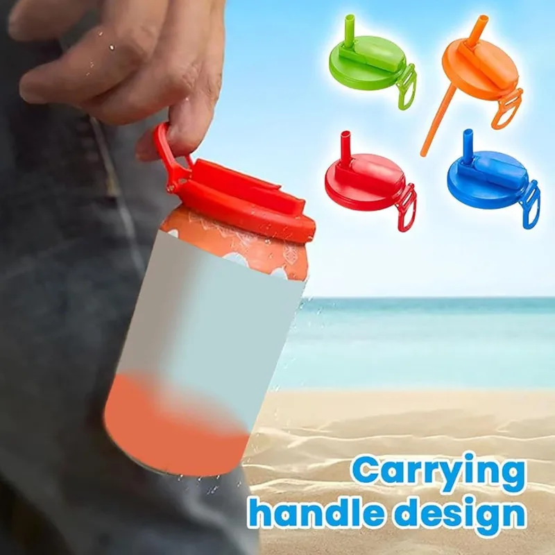 

2024 4PCS Easy To Pull Can Silicone Straw Lid Red Convenient Small Tools Convenient Travel Beverage Storage Reusable Cup Lid