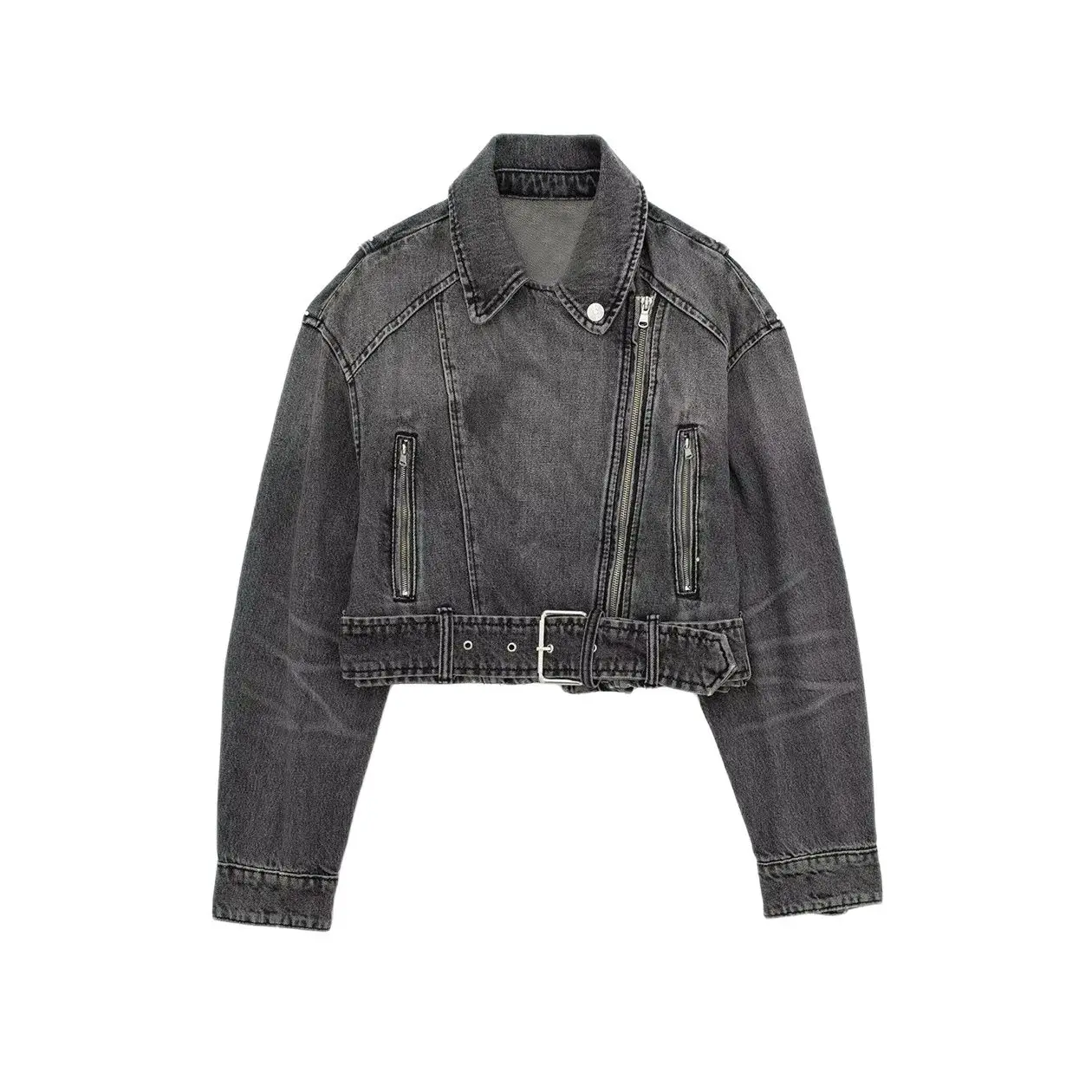 

Новинка осени 2024, женская модная мотоциклетная джинсовая куртка 8197280 406