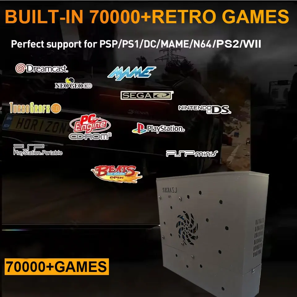 وحدة تحكم ألعاب مدمجة 70000+ Game Retro X8 Pro 500G لأجهزة Wii PS2 PSP Saturn التوصيل والتشغيل على التلفزيون Windows 11 وحدة تحكم لاسلكية