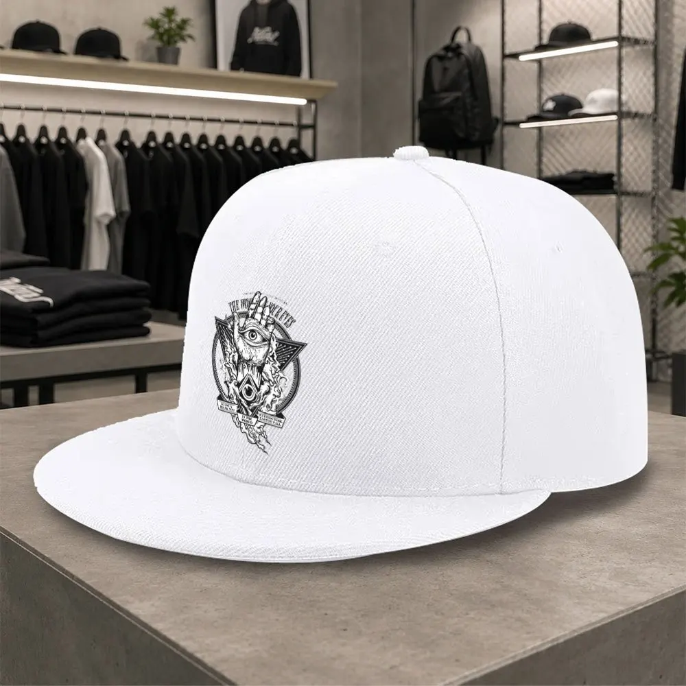 Unisex Duckbill Baseball Cap with All-Seeing Eye Print - Adjustable Flat Brim Hip-Hop Hat Suitable for Streetwearoor