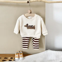 Toddler Boy Clothes Sets Kids 2Pcs Winter Autumn Infant Outfit Cartoon Girl Children Clothing Puppy Sweatshirt Elastic Pants