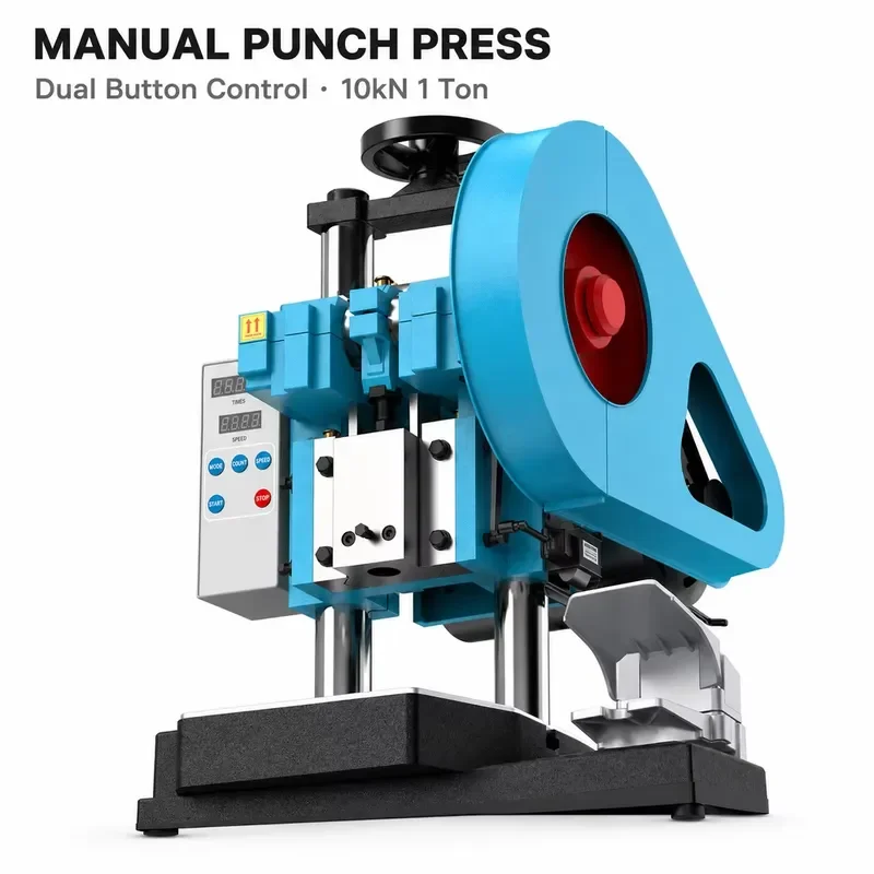 for Manual Electric Punch Press Machine 1 Ton 10kN Dual Button Control 40mm Stroke 250 SPM Copper Core Motor Emergency Stop